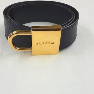 Buscemi Black Belt with Gold Accent Buckle 44.5 Inches